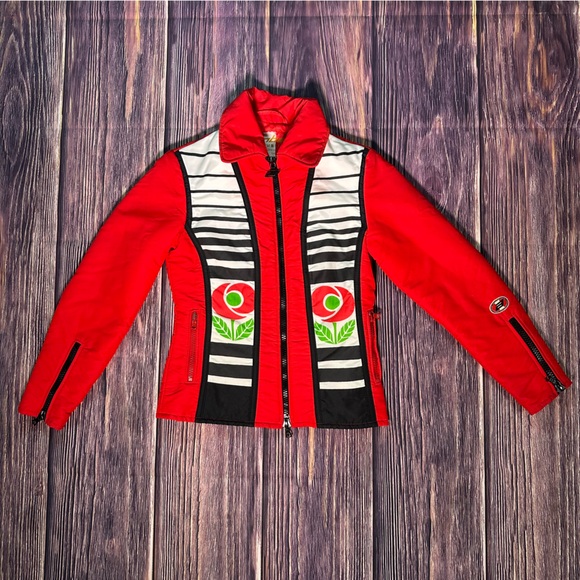 Women’s Anba of Austria Vintage Snow Ski Jacket w/ Flower Detail Made In Austria - Picture 6 of 14